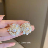 Pearl Flower Earrings Versatile Female Jewelry
