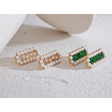 Bling CZ Stainless Steel Stud Earrings Luxury Gift