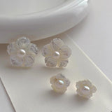 Minar Shell Flower Stud Earrings 14K Real Plated Brass Freshwater Pearl