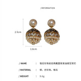 Double-sided Pearl Earrings Zirconia Ball Front Back