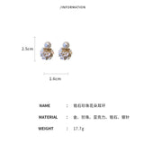 Double-Sided Pearl Stud Earrings Flower Statement Earrings