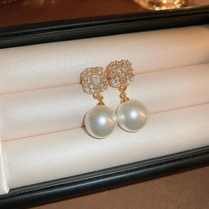 Square Pearl Earrings Sweet Women's Jewelry