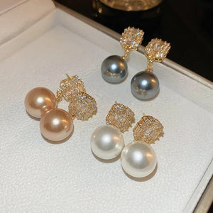 Square Pearl Earrings Sweet Women's Jewelry