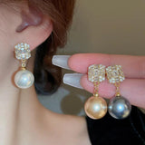Square Pearl Earrings Sweet Women's Jewelry