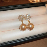 Square Pearl Earrings Sweet Women's Jewelry