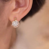 Double Sided Micro Pave Zircon Pearl Ball Earrings For Women