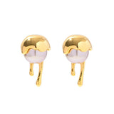 Minar High Pink Purple Faux Pearl Stud Earrings 18K Plated Brass