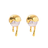 Minar High Pink Purple Faux Pearl Stud Earrings 18K Plated Brass