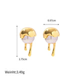 Minar High Pink Purple Faux Pearl Stud Earrings 18K Plated Brass