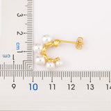 Nidin Metal Pearl Earrings Sparkling Zircon Cuff Ear Jewelry