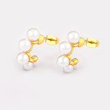 Nidin Metal Pearl Earrings Sparkling Zircon Cuff Ear Jewelry