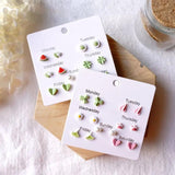7 PCS Ceramic Earring Female Fresh Combination Joker Temperament