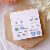 7 PCS Ceramic Earring Female Fresh Combination Joker Temperament