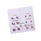 7 PCS Ceramic Earring Female Fresh Combination Joker Temperament