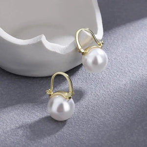 S925 Pearl Women Earrings French Retro Style Ear Clips Pink Copper Plated