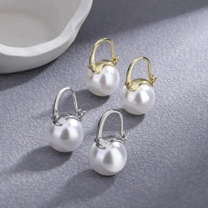 S925 Pearl Women Earrings French Retro Style Ear Clips Pink Copper Plated