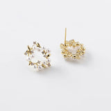 Sweet Pearl Wreath Ring Earrings - Circle Earrings