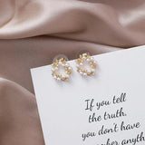 Sweet Pearl Wreath Ring Earrings - Circle Earrings