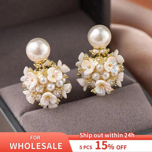 Double Side Shell Pearl Stud Earrings for Women
