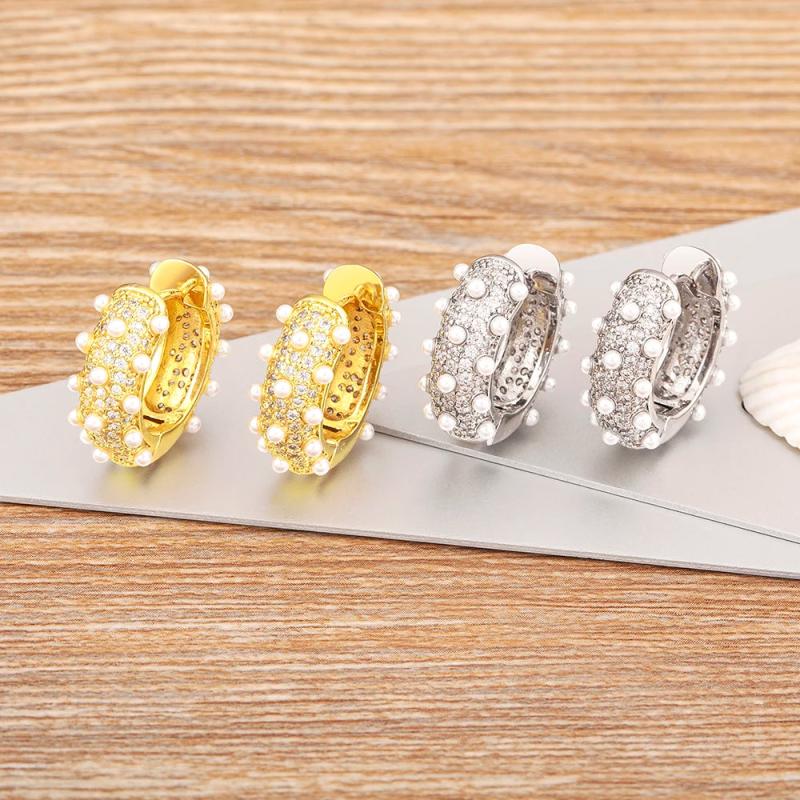 Nidin Gold/Silver Temperament Circle Pearl Earrings For Women Accessories Gift