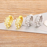 Nidin Gold/Silver Temperament Circle Pearl Earrings For Women Accessories Gift