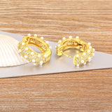 Nidin Gold/Silver Temperament Circle Pearl Earrings For Women Accessories Gift