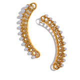 Vintage Pearls Stainless Steel Geometric Earrings