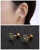 316L Stainless Steel Mini Stud Earrings for Women - Geometric Design