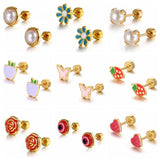 316L Stainless Steel Mini Stud Earrings for Women - Geometric Design