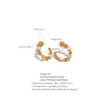 Stainless Steel U Shape Stud Earrings Pearls Zircon Jewelry