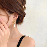 Metal Bell Orchids Pearl Pendant Earrings European American Style
