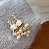 Metal Bell Orchids Pearl Pendant Earrings European American Style