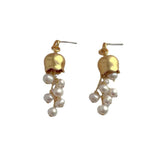 Metal Bell Orchids Pearl Pendant Earrings European American Style