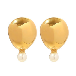 Vintage Pearl Earrings Geometric Stainless Steel 18k Plated Jewelry Gift