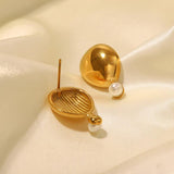 Vintage Pearl Earrings Geometric Stainless Steel 18k Plated Jewelry Gift