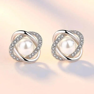 925 Silver Needle Earrings Zircon Crystal Simulated-pearl Brincos