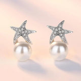 925 Silver Needle Earrings Zircon Crystal Simulated-pearl Brincos