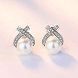 925 Silver Needle Earrings Zircon Crystal Simulated-pearl Brincos