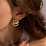 Youthway 18K Plated Double Layer CZ Pearl Earrings