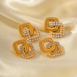Youthway 18K Plated Double Layer CZ Pearl Earrings