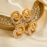 Youthway 18K Plated Double Layer CZ Pearl Earrings
