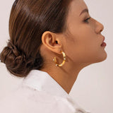 Youthway 18k PVD Plated C Shape Earrings with Rhinestones and Pearl
