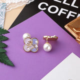 Retro Pearl Flower Irregular Geometric Heart Dripping Glaze Stud Earrings