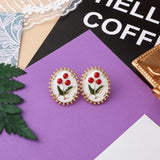 Retro Pearl Flower Irregular Geometric Heart Dripping Glaze Stud Earrings