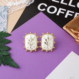 Retro Pearl Flower Irregular Geometric Heart Dripping Glaze Stud Earrings