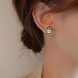 Spiral Bird's Nest Pearl Stud Earrings for Girls and Women