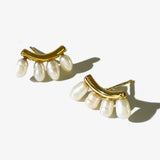 Minimalist Plated Eyelash Pearl Stud Earrings
