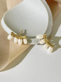 Minimalist Plated Eyelash Pearl Stud Earrings