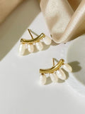 Minimalist Plated Eyelash Pearl Stud Earrings