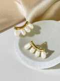 Minimalist Plated Eyelash Pearl Stud Earrings